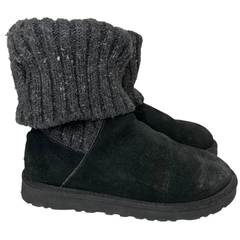 UGG‎ Australia Womens Cambridge Winter Sweater Boots Black Suede Size 7